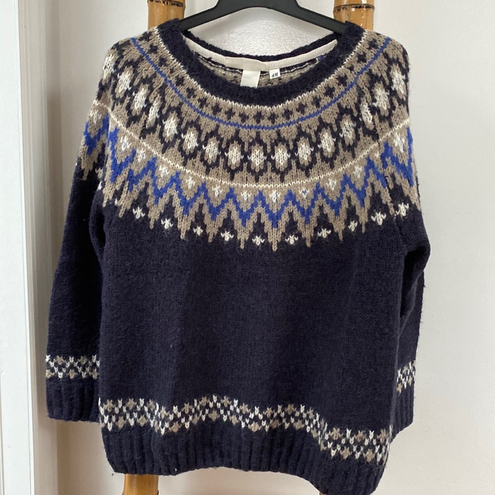H&M Navy Blue Fair Isle sweater